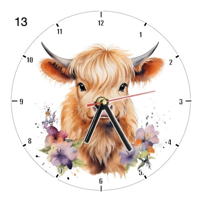 Clocks with 23x different Highland Cows - Group A