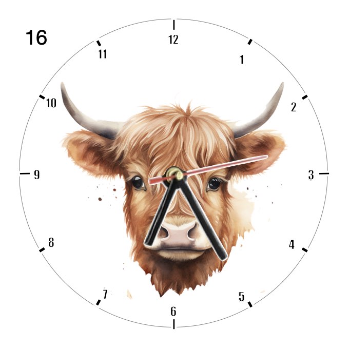 Clocks with 23x different Highland Cows - Group A
