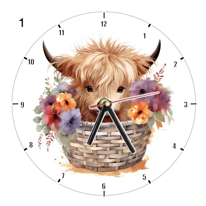 Clocks with 23x different Highland Cows - Group A