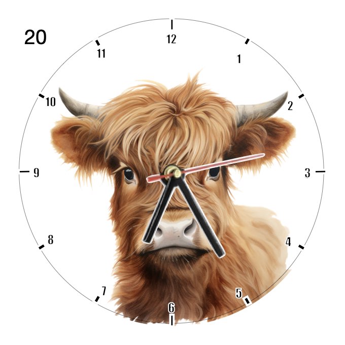 Clocks with 23x different Highland Cows - Group A