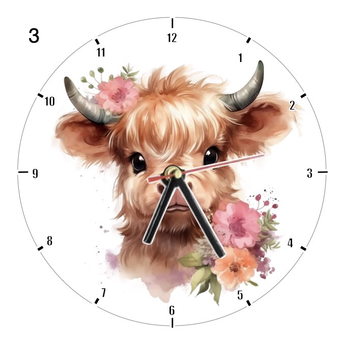 Clocks with 23x different Highland Cows - Group A