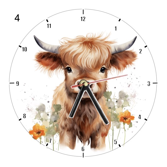 Clocks with 23x different Highland Cows - Group A