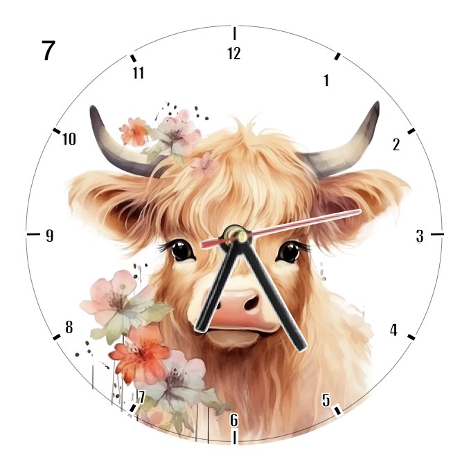Clocks with 23x different Highland Cows - Group A
