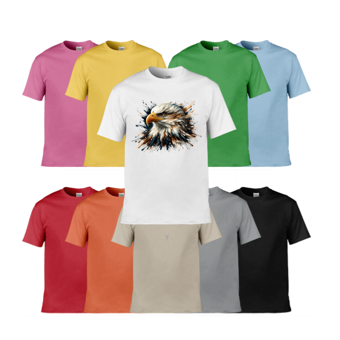 Mens T-Shirts (Gildan Softstyle 64000) - 10 Colours to choose from with a Paint Splashed Eagle Head 1