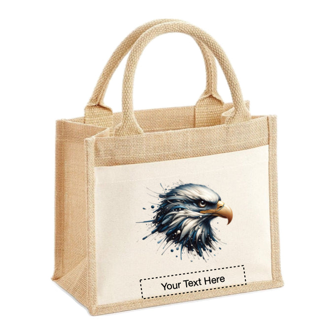 Jute Tote Bags - With 10 different Paint Splashed Eagle images