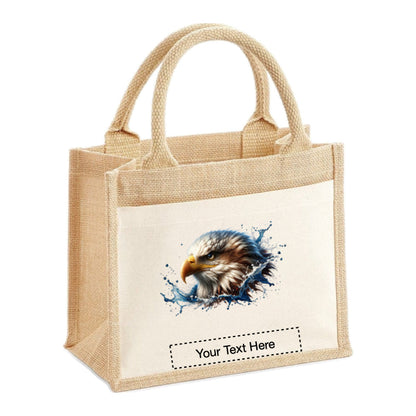 Jute Tote Bags - With 10 different Paint Splashed Eagle images