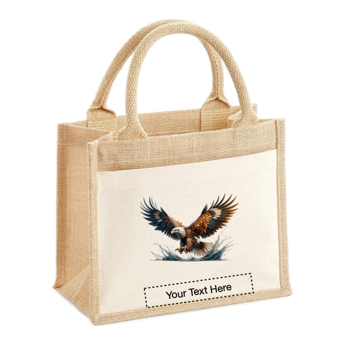 Jute Tote Bags - With 10 different Paint Splashed Eagle images