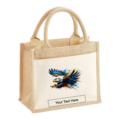 Jute Tote Bags - With 10 different Paint Splashed Eagle images