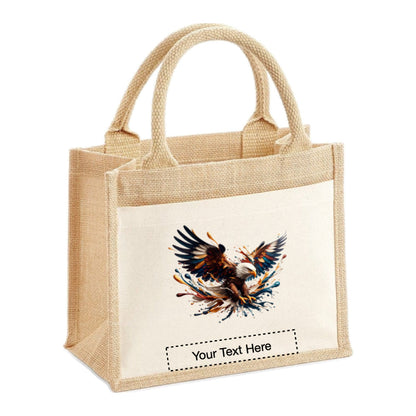 Jute Tote Bags - With 10 different Paint Splashed Eagle images