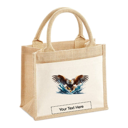 Jute Tote Bags - With 10 different Paint Splashed Eagle images