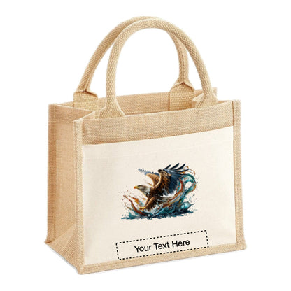 Jute Tote Bags - With 10 different Paint Splashed Eagle images