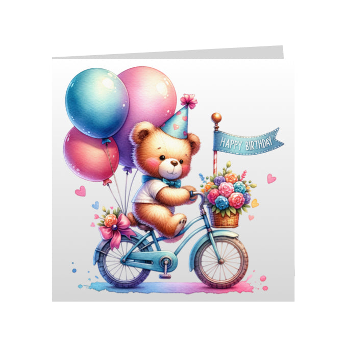 Square Greeting Cards - Happy Birthday Teddy Bears