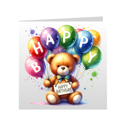 Square Greeting Cards - Happy Birthday Teddy Bears