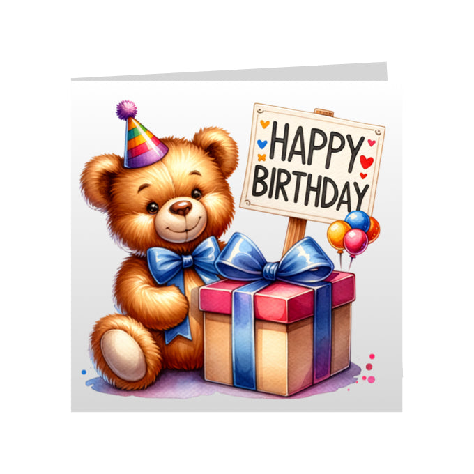 Square Greeting Cards - Happy Birthday Teddy Bears