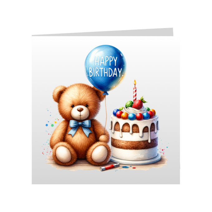 Square Greeting Cards - Happy Birthday Teddy Bears