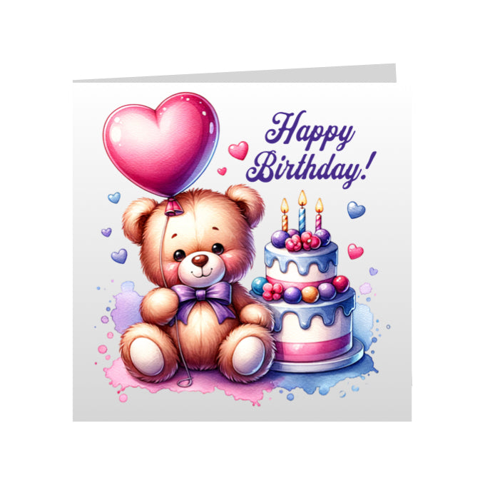 Square Greeting Cards - Happy Birthday Teddy Bears