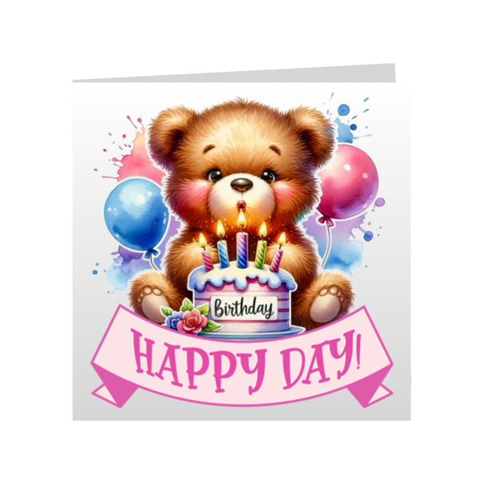 Square Greeting Cards - Happy Birthday Teddy Bears