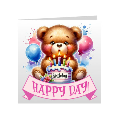 Square Greeting Cards - Happy Birthday Teddy Bears