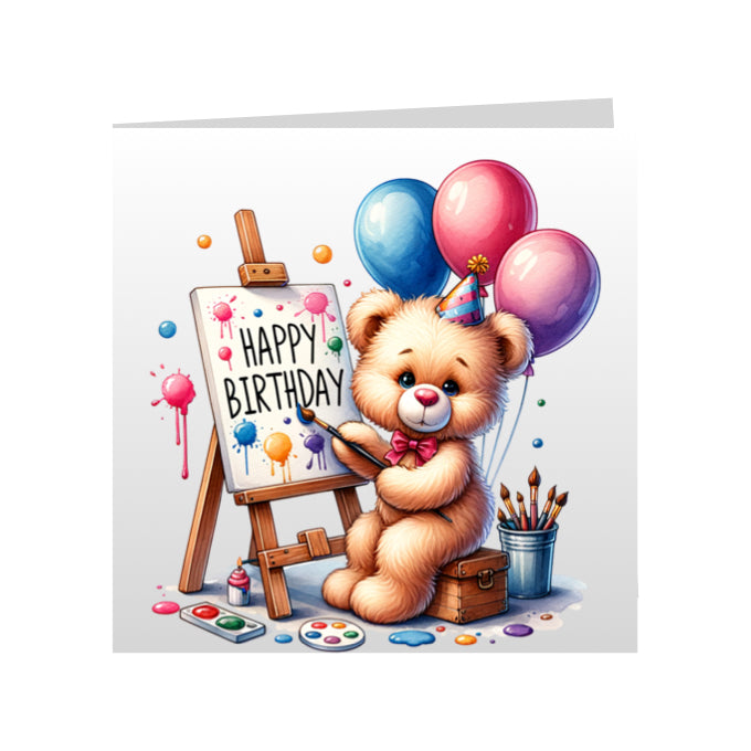 Square Greeting Cards - Happy Birthday Teddy Bears
