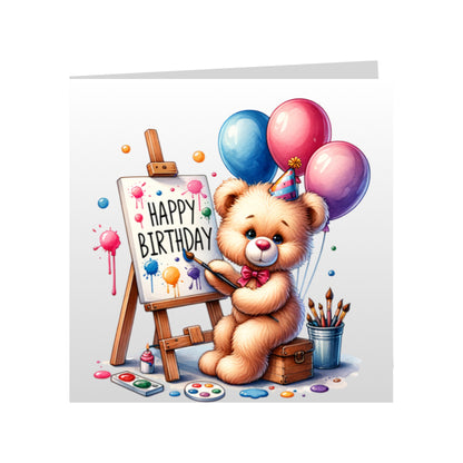 Square Greeting Cards - Happy Birthday Teddy Bears