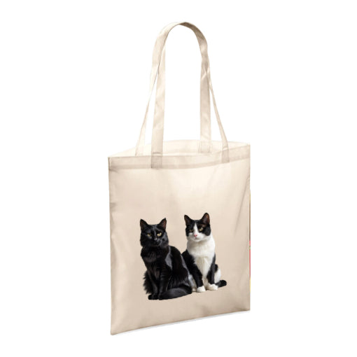 Polyester Tote Bags 10ltr with Black & White Cats