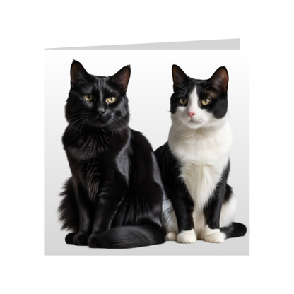 Square Greeting Cards - Black & White Cats