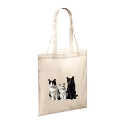 Polyester Tote Bags 10ltr with Black & White Cats
