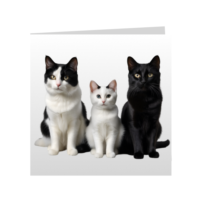 Square Greeting Cards - Black & White Cats