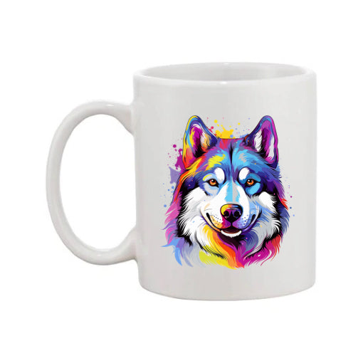 Mug - 11oz - Siberian Husky in vibrant watercolours