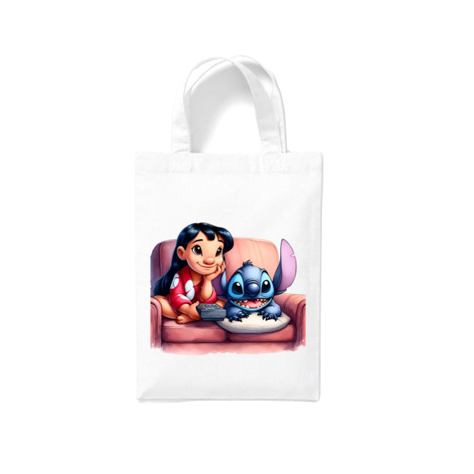 Small White Cotton Tote Bags 2.5ltr - Lilo & Stitch for Children