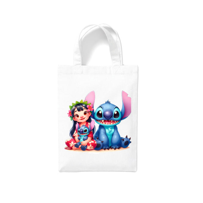 Small White Cotton Tote Bags 2.5ltr - Lilo & Stitch for Children