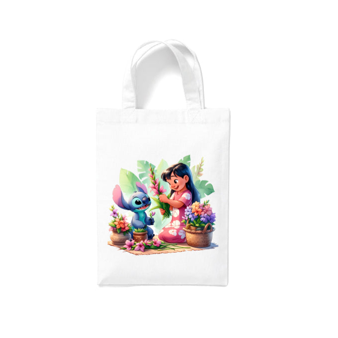 Small White Cotton Tote Bags 2.5ltr - Lilo & Stitch for Children