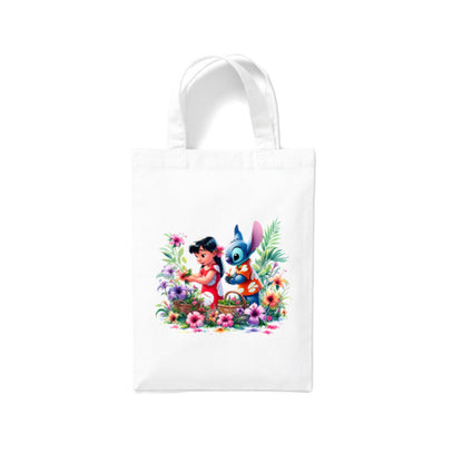Small White Cotton Tote Bags 2.5ltr - Lilo & Stitch for Children