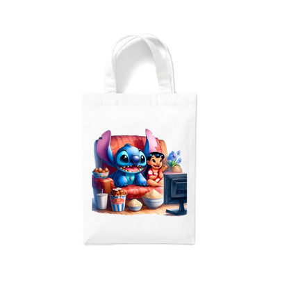 Small White Cotton Tote Bags 2.5ltr - Lilo & Stitch for Children