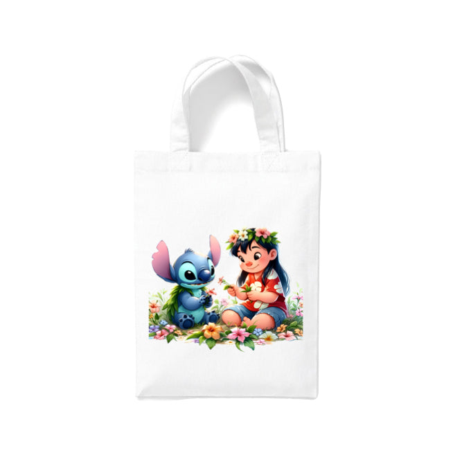 Small White Cotton Tote Bags 2.5ltr - Lilo & Stitch for Children