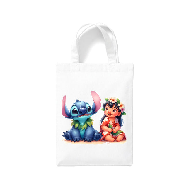 Small White Cotton Tote Bags 2.5ltr - Lilo & Stitch for Children
