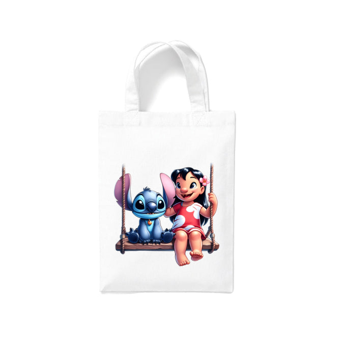 Small White Cotton Tote Bags 2.5ltr - Lilo & Stitch for Children