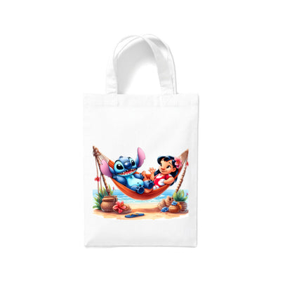 Small White Cotton Tote Bags 2.5ltr - Lilo & Stitch for Children