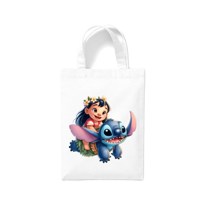 Small White Cotton Tote Bags 2.5ltr - Lilo & Stitch for Children