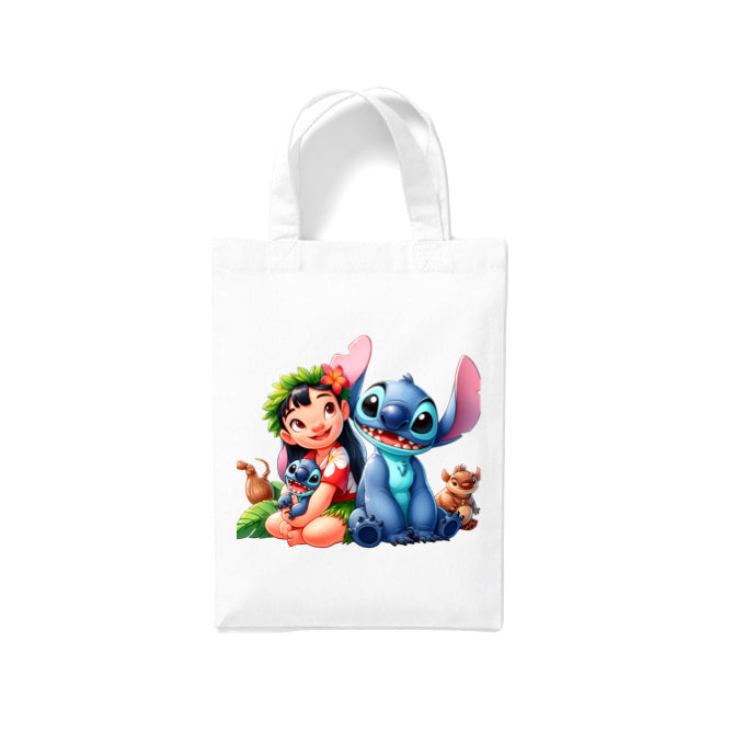 Small White Cotton Tote Bags 2.5ltr - Lilo & Stitch for Children
