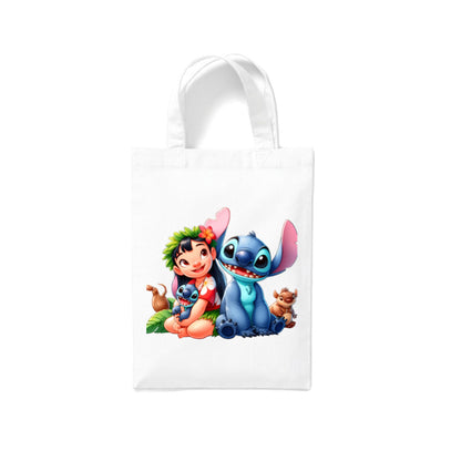 Small White Cotton Tote Bags 2.5ltr - Lilo & Stitch for Children