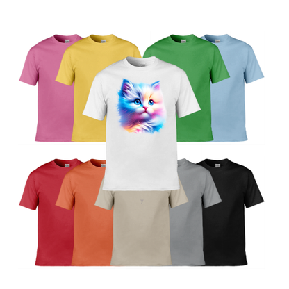 Mens T-Shirt (Gildan Softstyle 64000) - 10 Colours to choose from with Cute Kitten 1