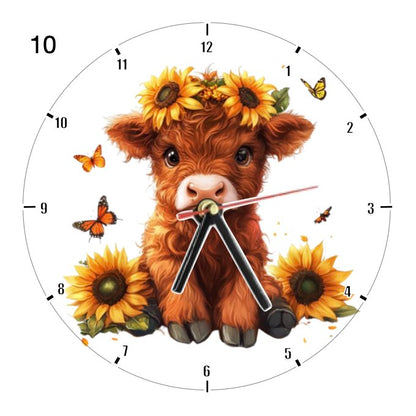 Clocks with 16x different clipart Baby Highland Cows - Group B