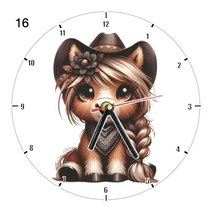 Clocks with 16x different clipart Baby Highland Cows - Group B