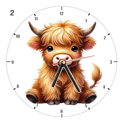 Clocks with 16x different clipart Baby Highland Cows - Group B