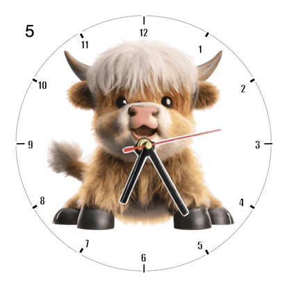 Clocks with 16x different clipart Baby Highland Cows - Group B