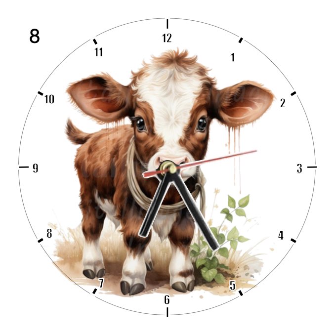 Clocks with 16x different clipart Baby Highland Cows - Group B