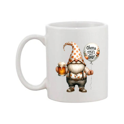 Mug - 11oz - Fathers Day - 'Cheers to the Worlds Best Dad' Gnome