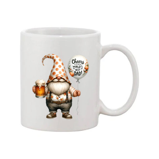Mug - 11oz - Fathers Day - 'Cheers to the Worlds Best Dad' Gnome