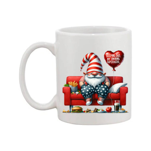 Mug - 11oz - Fathers Day - 'Sleeping Dad, My Snoring Hero' Gnome